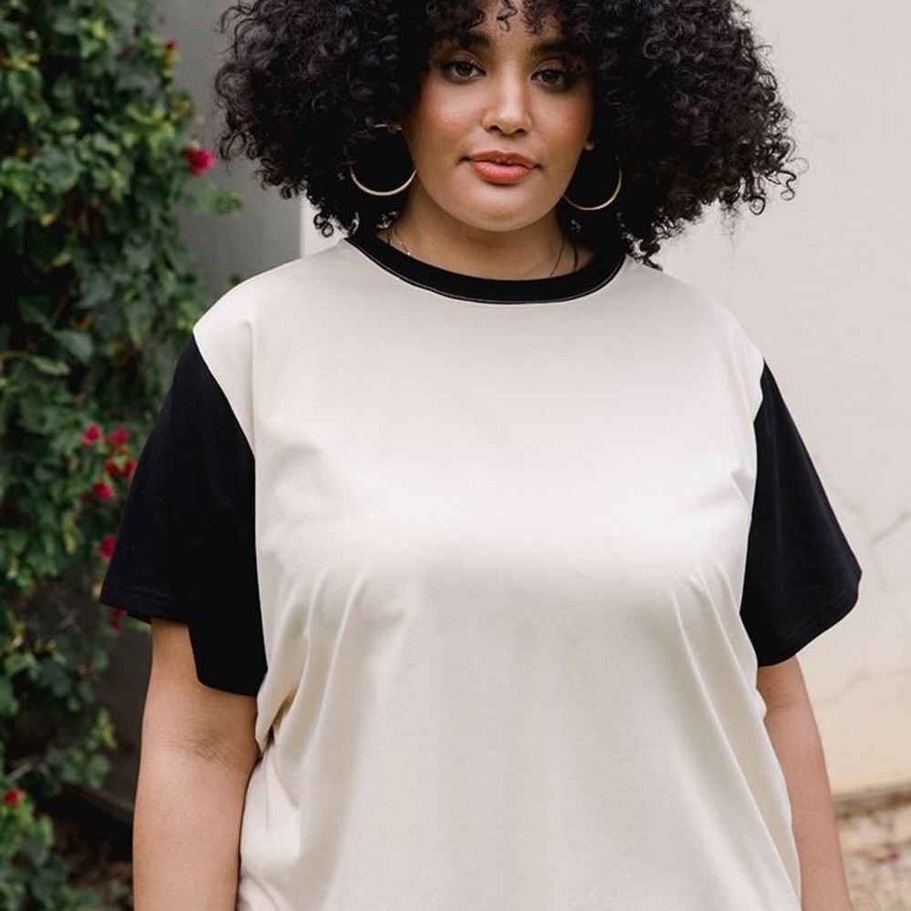 Tradlands Ringer Box Top in Black and Cream